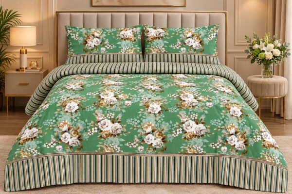 Dawn Mist Floral King Size Bed Sheet – Wrinkle Resistant | Threadcrafts