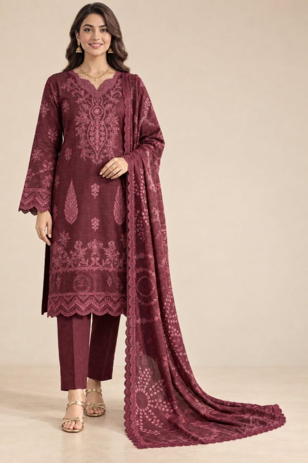 Modern Viscose Embroidery Unstitched 3 Piece – Design 5