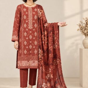 Sadaf — Modern Dhanak A+ Neck Embroidery 3 PC