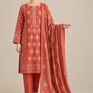 Nigaar — Modern Dhanak A+ Neck Embroidery 3 PC
