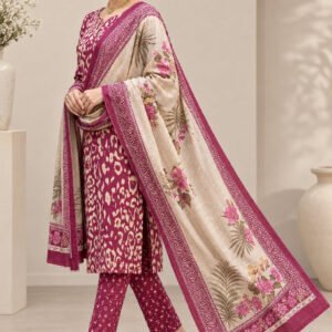 SLUB LAWN PRINTED UNSTITCHED 3PC