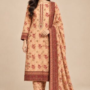 Shabnam — Modern Dhanak A+ Neck Embroidery 3 PC