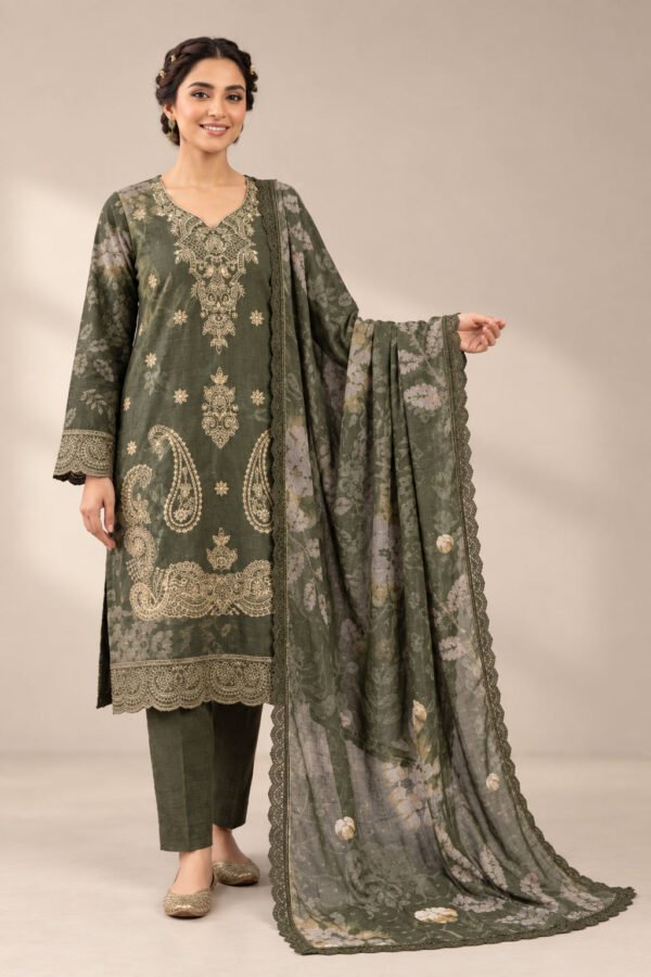 Modern Viscose Embroidery Unstitched 3 Piece – Design 7