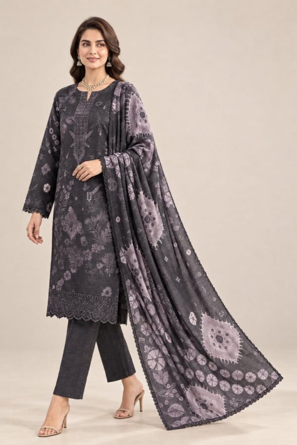 Modern Viscose Embroidery Unstitched 3 Piece – Design 4