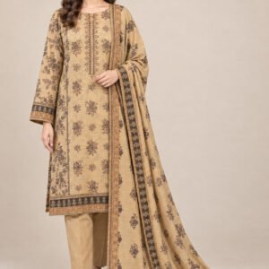 Gulzar — Modern Dhanak A+ Neck Embroidery 3 PC