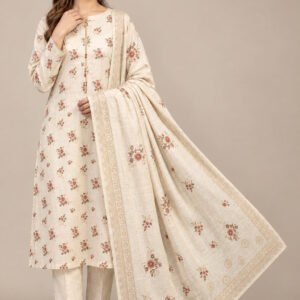 Finesse — Modern Slub Dhanak Printed 3 PC with Matching Dupatta