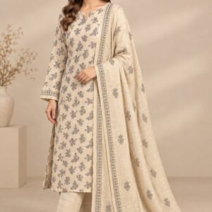 Panache — Modern Slub Dhanak Printed 3 PC with Matching Dupatta