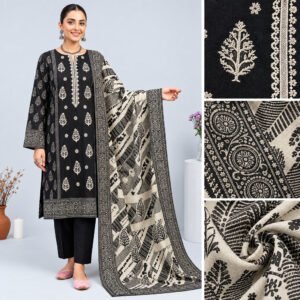 Almas — Modern Dhanak A+ Neck Embroidery 3 PC